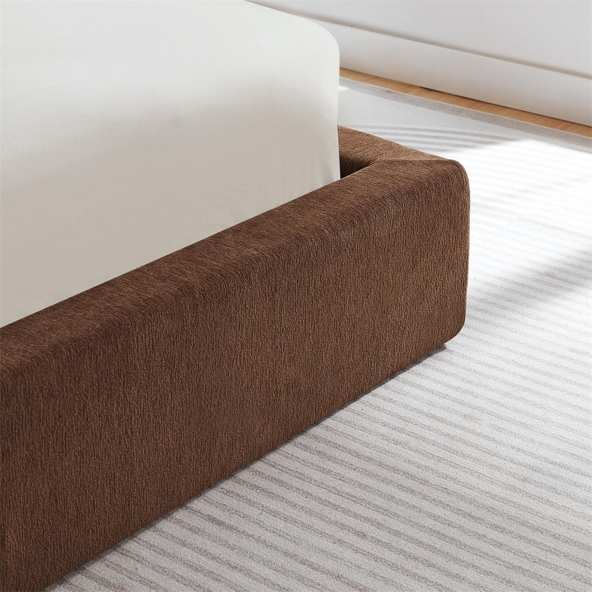 POLSTERBETT 160x200 cm mit gepolstertem Kopfteil - Lattenrost - ohne Matratze - Braun - Braun, Textil (160/200cm) - DELFA