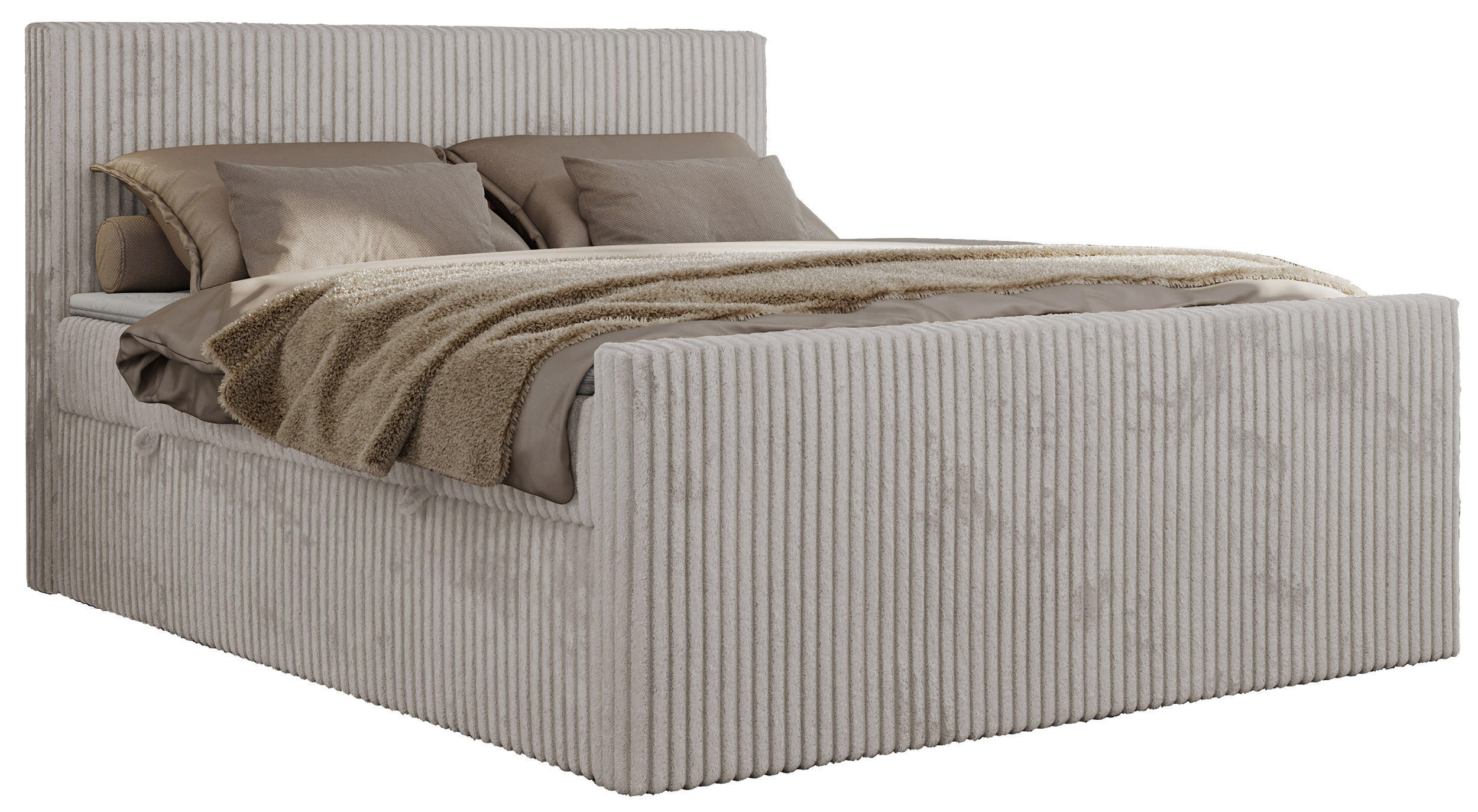 POSTEL BOXSPRING TILIANO DUO 180/200 - Světle šedá manšestr - H3 - světle šedá, textil (180/200cm) - MKS