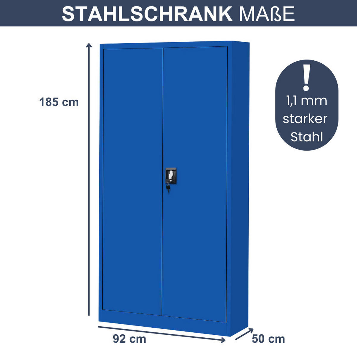 WERKZEUGSCHRANK mit Schubladen TOM 185x92x50cm Blau - Blau, Metall (92/185/50cm) - DELUKE