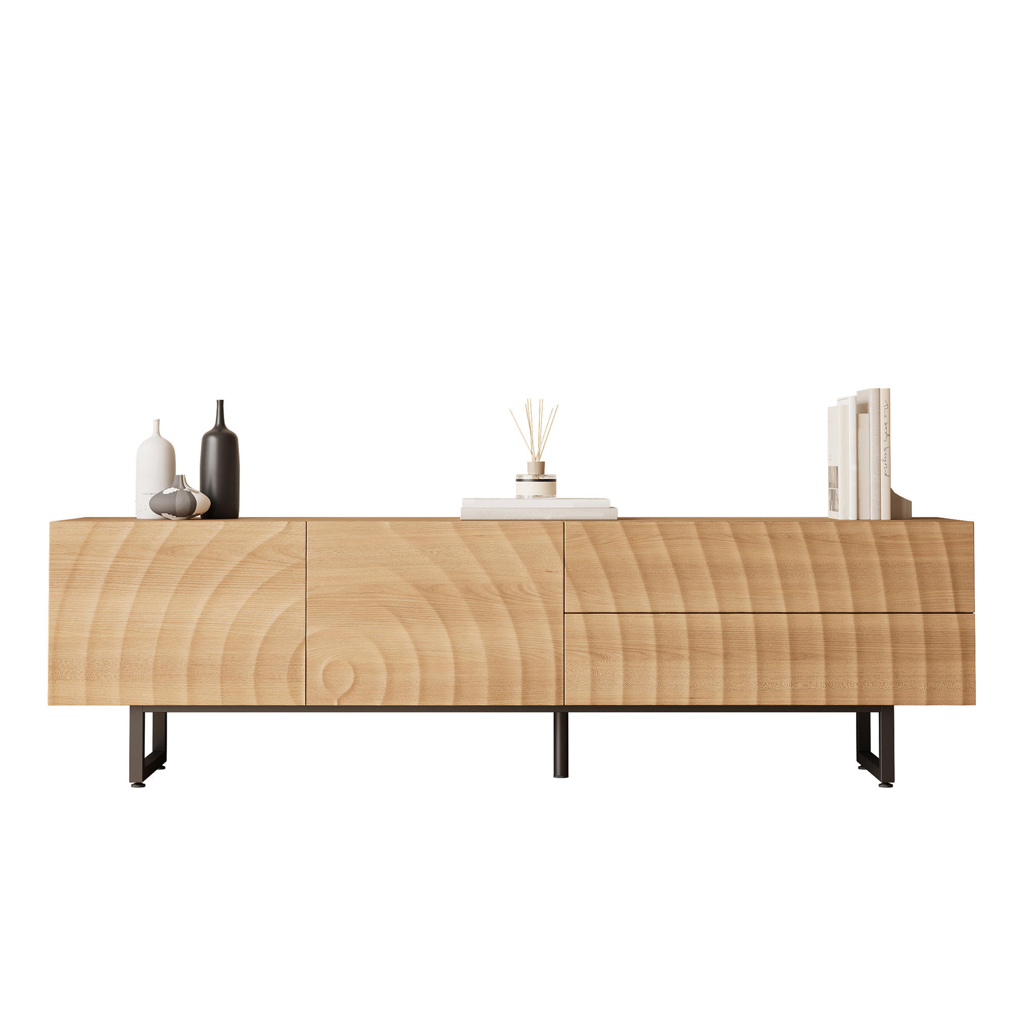 TV-SCHRANK 180x38x51.5 Niedrig 3D-Textur Modernes Design - Naturfarben, Holzwerkstoff (38/51.5/180cm) - FLIEKS