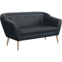 SOFA Doris (2-Sitzer) - Dunkelgrau/Buchefarben, Holzwerkstoff/Buchenholz (140/75/74cm) - Meblini