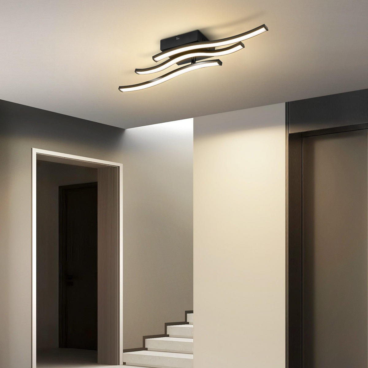 LED závěsné světlo Christine III 52/12/8 cm - černá, plast (52/12/8cm) - Nettlife