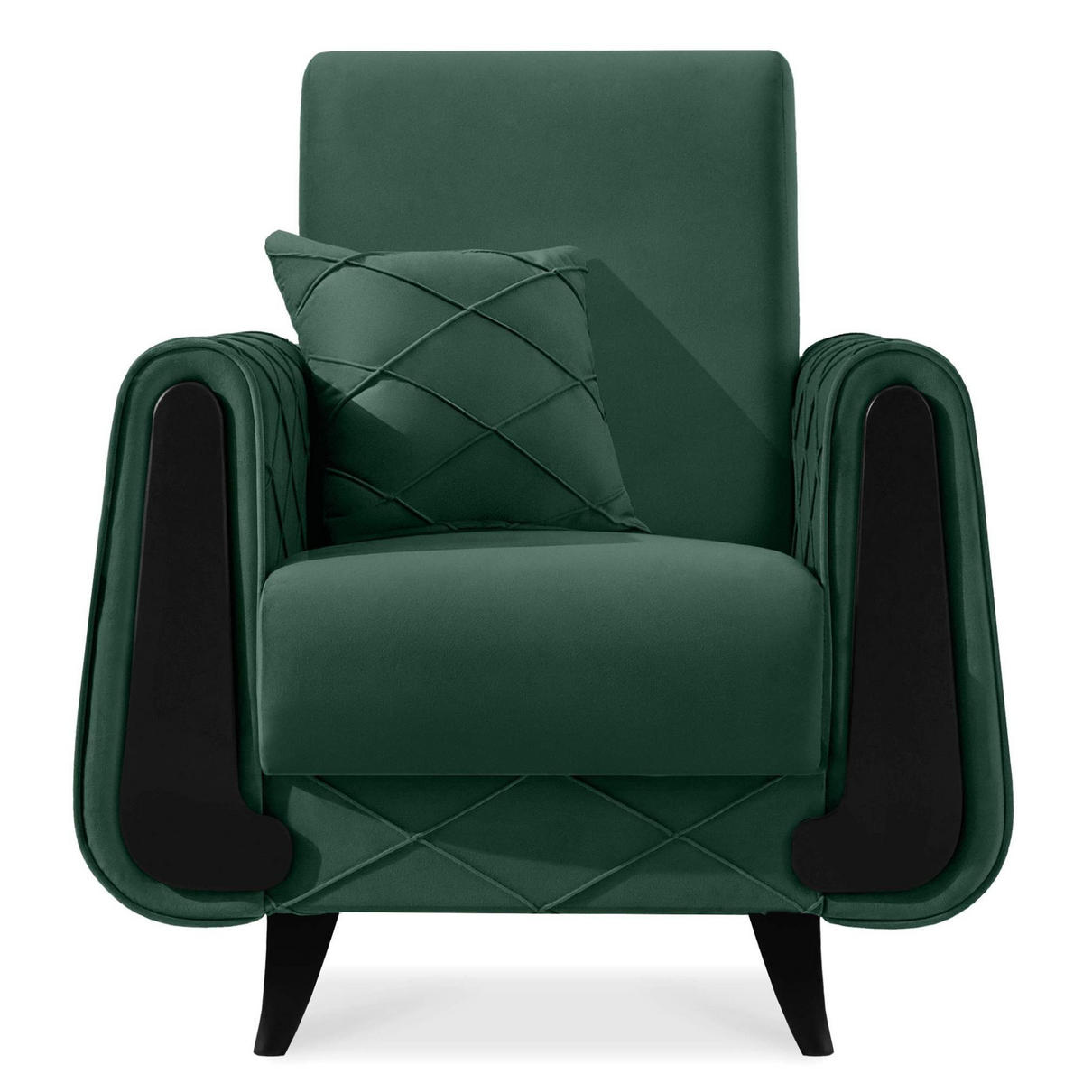 SESSEL GUSTAVO III Velours, Dunkelgrün - Dunkelgrün, Holz/Holzwerkstoff (83/95/92cm) - KONSIMO®