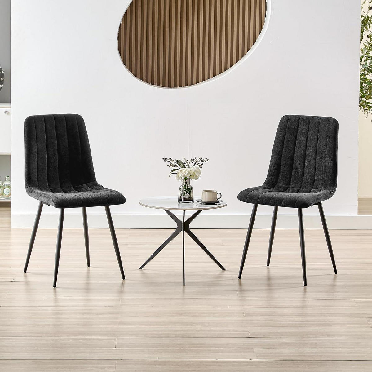 ESSZIMMERSTÜHLE 8er Set Schwarz mit hoher Rückenlehne - Schwarz, Textil (44/89/47cm)