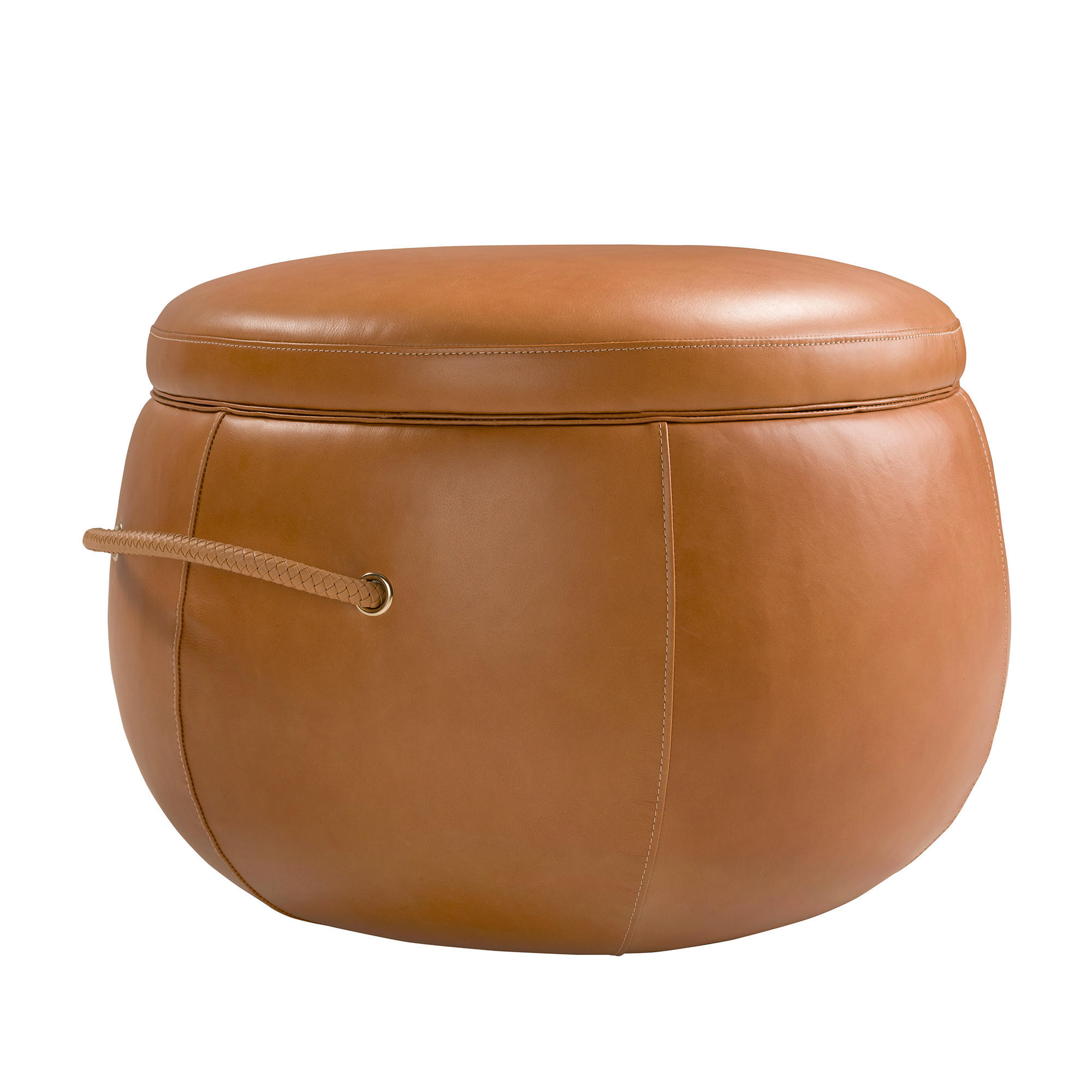 POUF rund Kamel 63/63/47 - Braun, Leder (63/47/63cm) - ANGEL CERDA