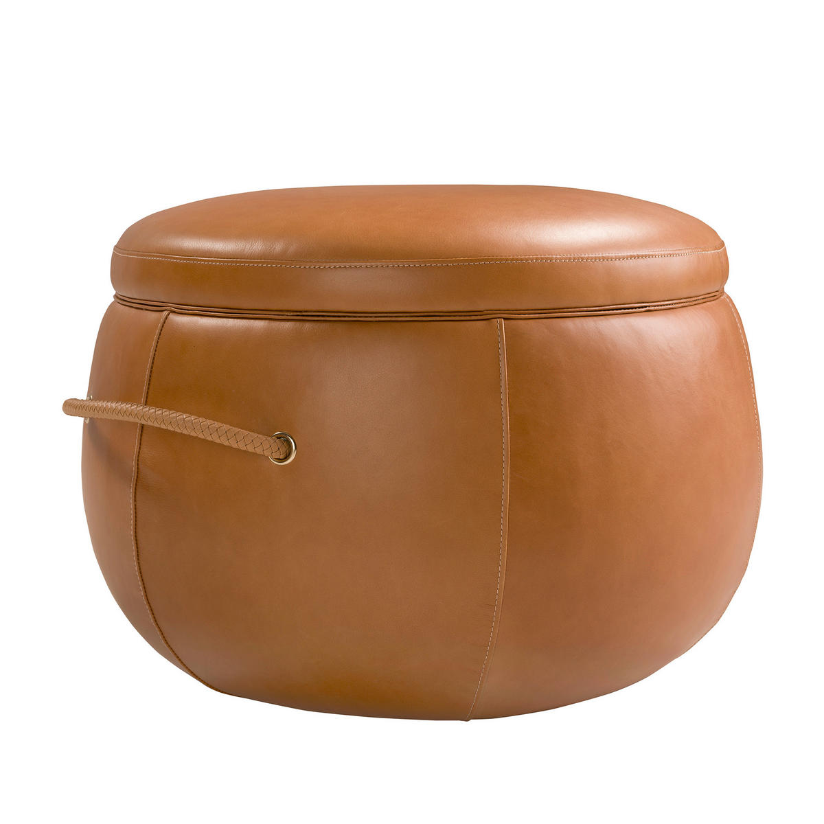 POUF rund Kamel 63/63/47 - Braun, Leder (63/47/63cm) - ANGEL CERDA