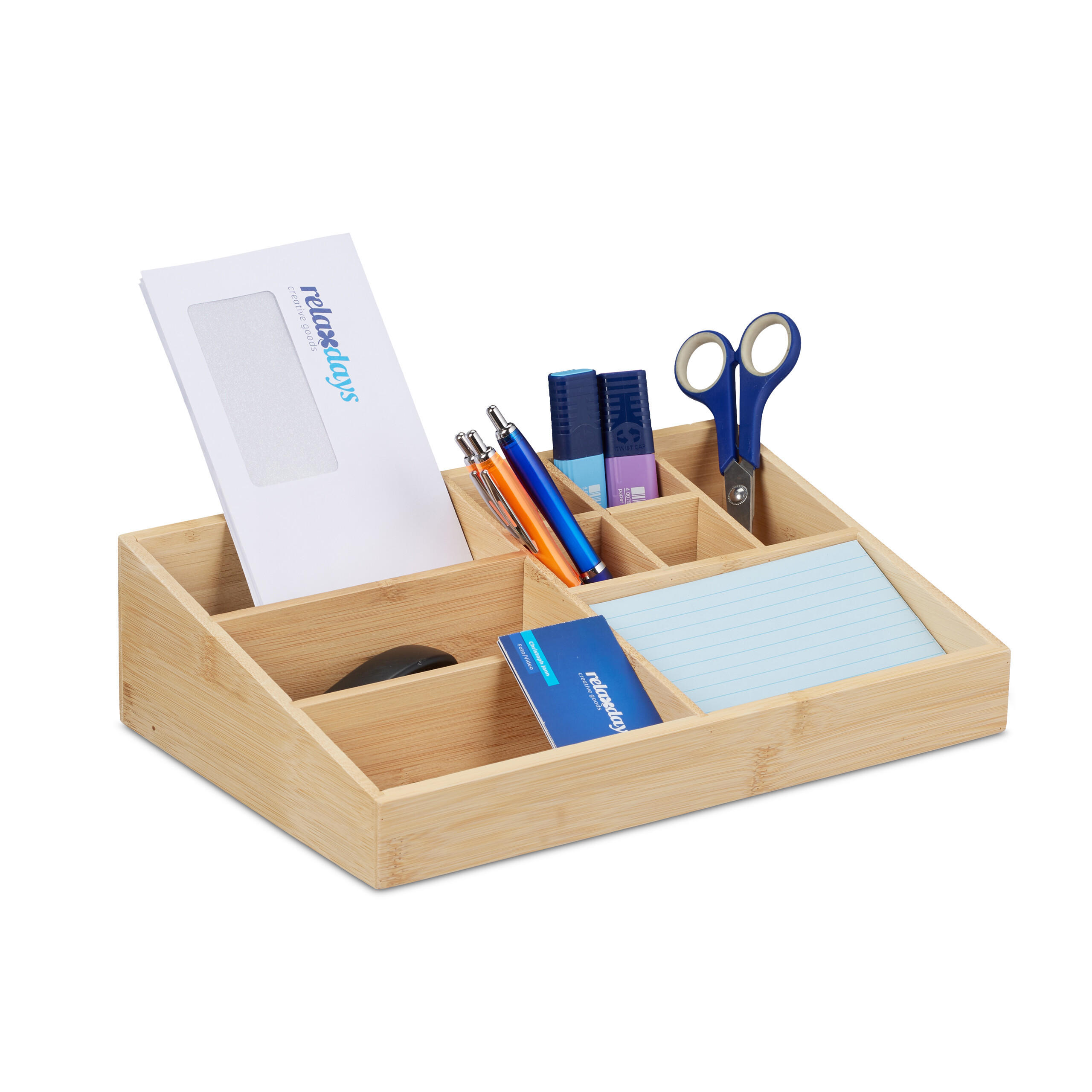 Relaxdays ORGANIZÉR Přírodní bambus 9 přihrádek 9x33x21 cm