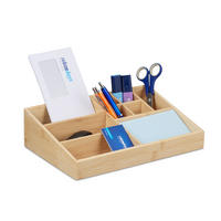 SCHREIBTISCH-ORGANIZER - Hellbraun, Holz/Holzwerkstoff (21/33/9cm) - Relaxdays