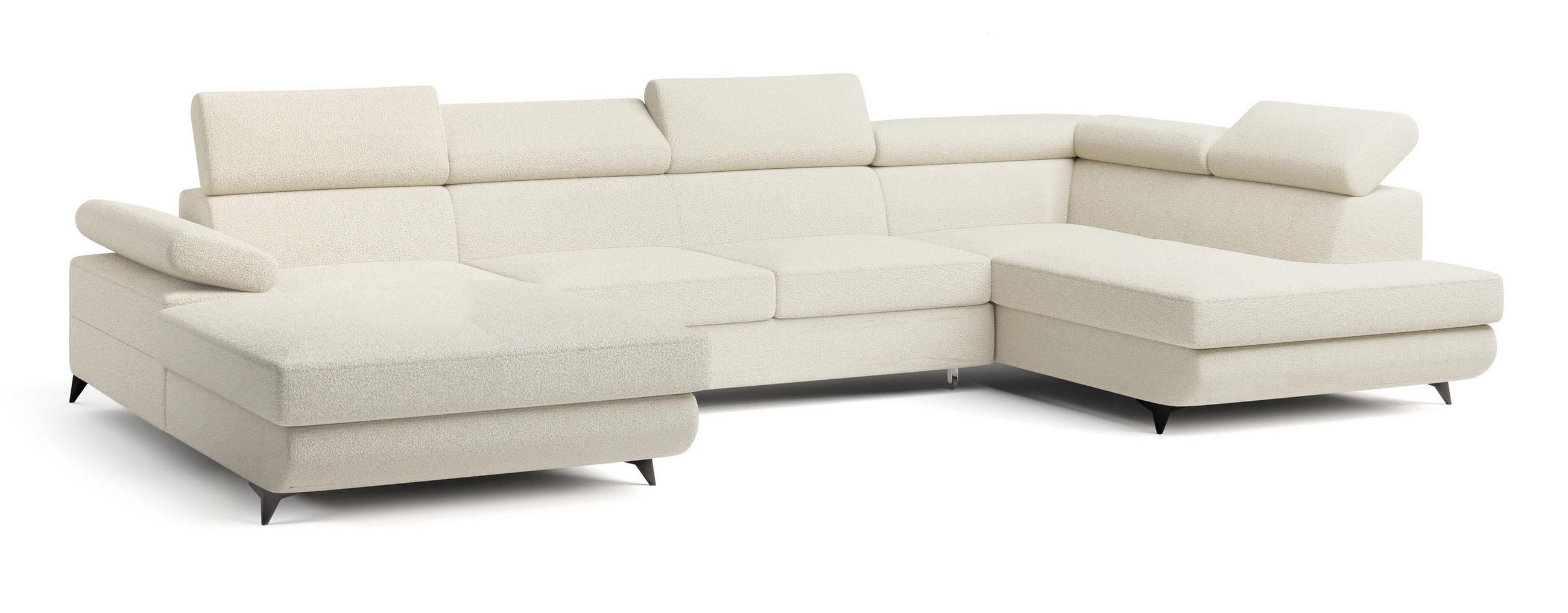 ROHOVÁ SEDAČKA RUBANO krémová - černá/krémová, kov/dřevo (339/190cm) - MASSENO