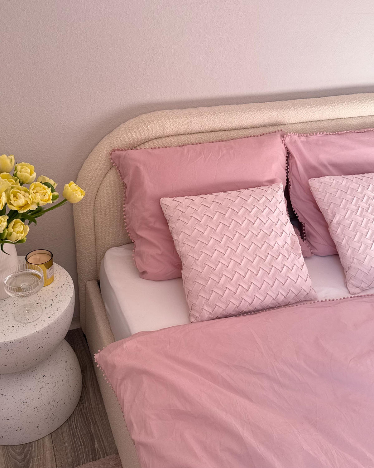 DEKOKISSEN 2er-Set Pastellrosa 45/45 cm Tithonia - Pink, Textil (45/45cm) - Beliani