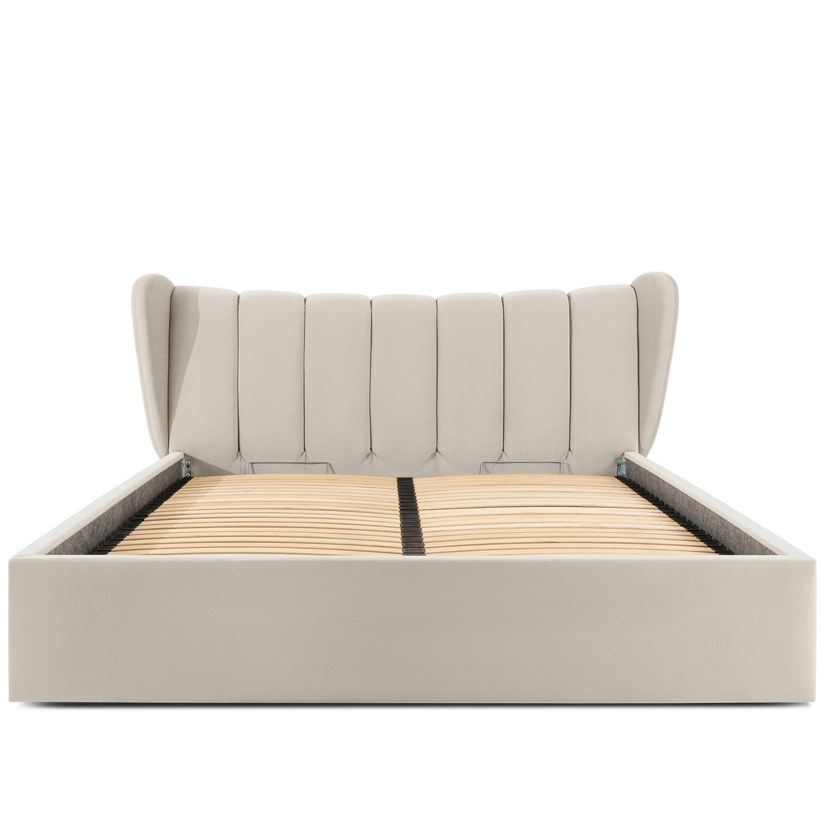 POLSTERBETT GIZO, Muschel-Design - Creme/Schwarz, Holz/Holzwerkstoff (202/204cm) - KONSIMO®