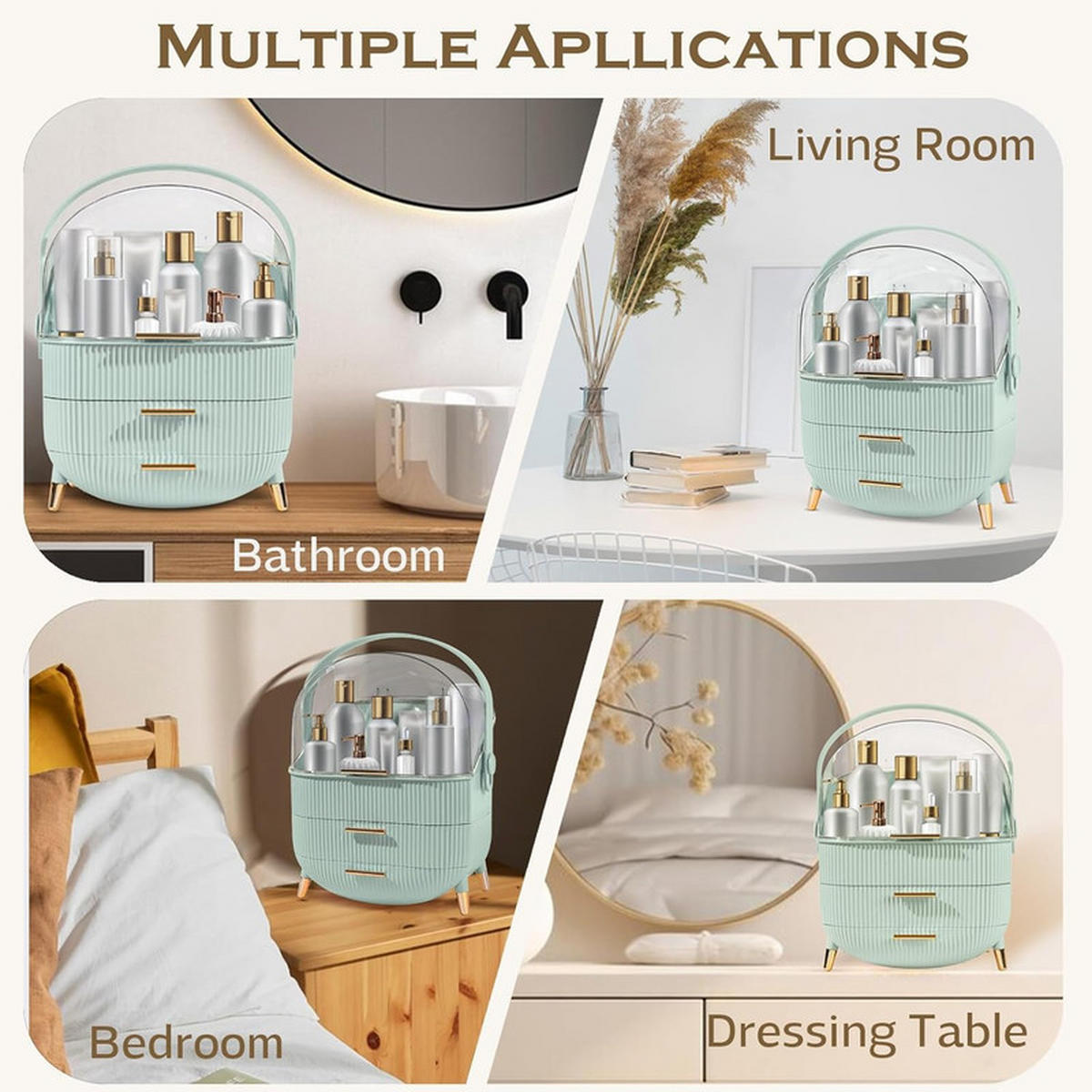 KOSMETIKORGANIZER Carpenter Ⅲ 26/16/38 cm - Hellgrün, Kunststoff (16/38/26cm) - Nettlife