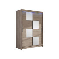 KLEIDERSCHRANK Miami III, mit RGB LED Beleuchtung - Silberfarben/Trüffeleichefarben, Holzwerkstoff/Kunststoff (120/200/58cm) - MIRJAN24