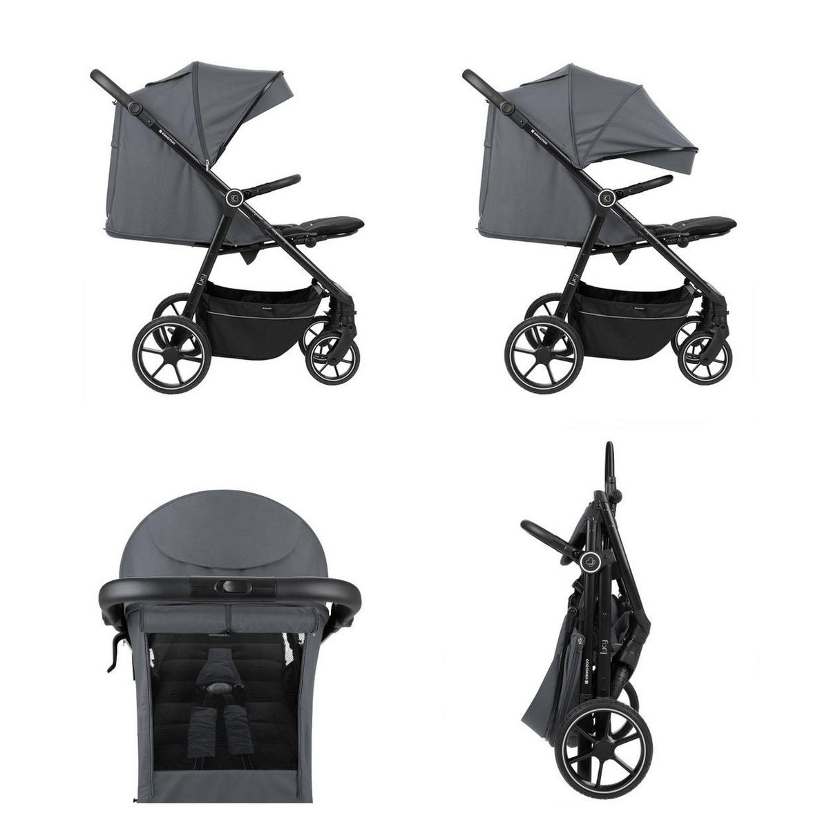 BUGGY Lucy Gurt grau Rückenlehne verstellbar Federung Hinterradbremse - Grau, Metall (74/54/104cm) - Kikka boo