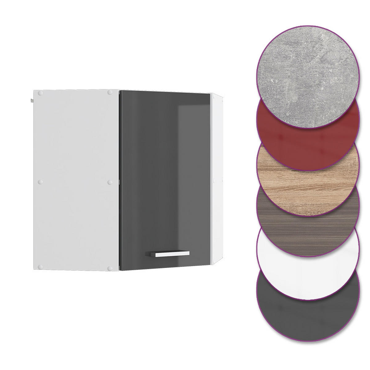 ECKHÄNGESCHRANK R-Line Anthrazit Hochglanz 57 cm - Schwarz Hochglanz/Anthrazit, Holzwerkstoff (57/60/34.1cm) - Vicco