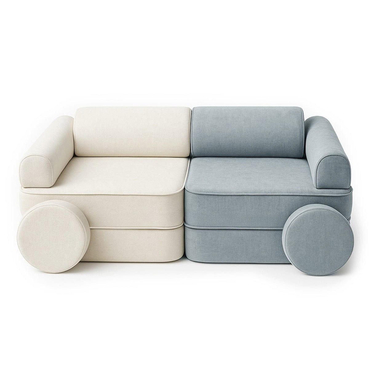 MODULARES Kindersofa 8 Elemente zweifarbig - Blau/Beige, Textil (120/50/60cm) - Bees & Blooms