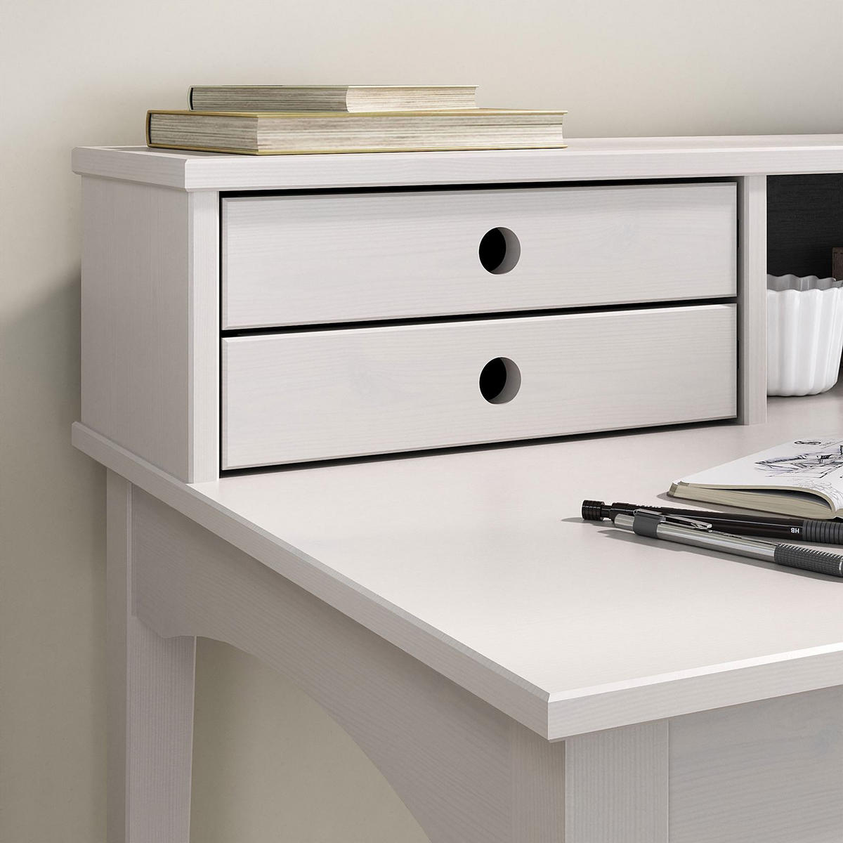 SCHREIBTISCH MILANO weiß - Weiß, Holz (54/110/91cm) - IDIMEX