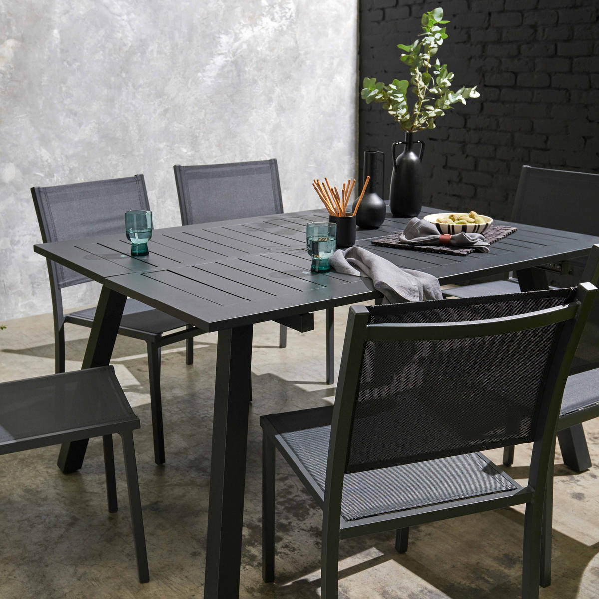 GARTENSTUHL 2-tlg., Grau - Grau, Metall (48/87/60cm) - Oviala