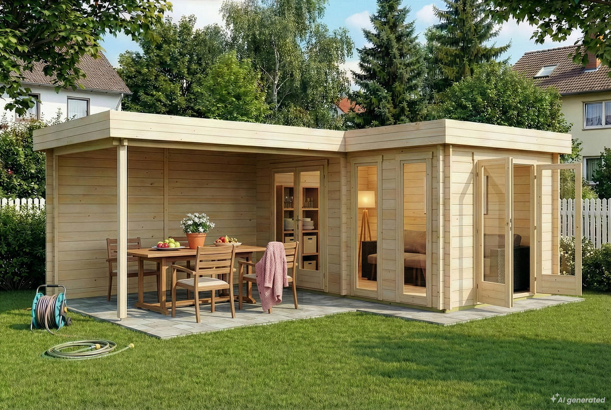 GARTENHAUS Holz Quinta - Naturfarben, Holz (720/228/530cm) - Alpholz