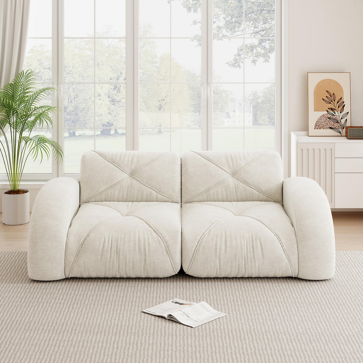 2-SITZER SOFA Chenille Weiß - Weiß, Textil (204/76/95cm) - WISHDOR