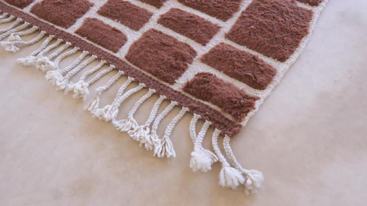 BERBERTEPPICH aus Marokko aus reiner Wolle bruin - Braun, Naturmaterialien (198/294cm) - AFK Living