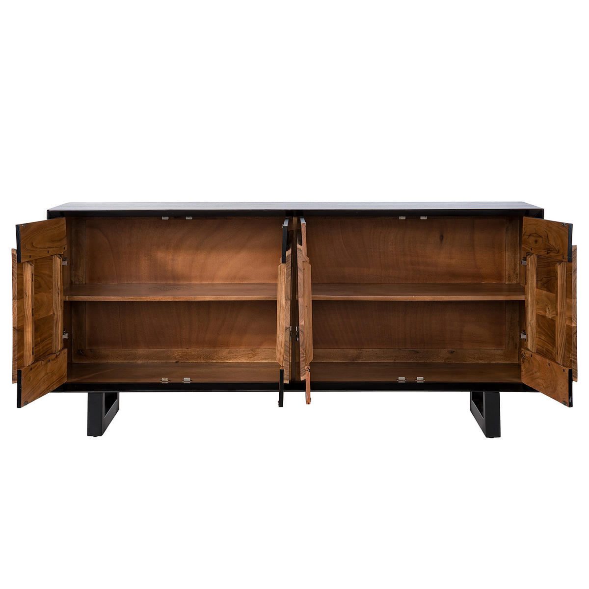 MASSIVES SIDEBOARD - Akazie / Akazie Schwarz - Braun, Holz (168/76/41cm) - home24