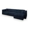 ECKSOFA TOLMO Blau Kordstoff mit Schlaffunktion - Blau, Holz (347/148cm) - MASSENO