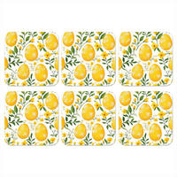 GLASUNTERSETZER 6er-Set Blumen - Ostereier - Gelb 10x10 cm - Gelb, Naturmaterialien (10/0.2cm) - MuchoWow