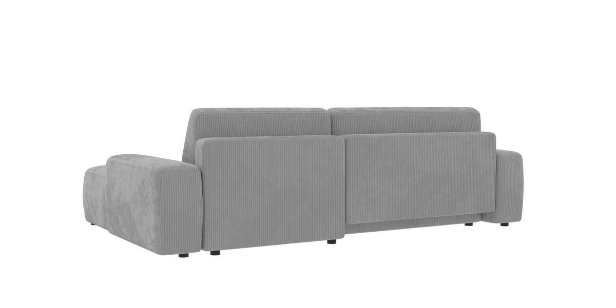ECKSOFA Nancy Hellgrau Cord - Hellgrau/Schwarz, Holz/Kunststoff (264/162cm) - S-Style Möbel