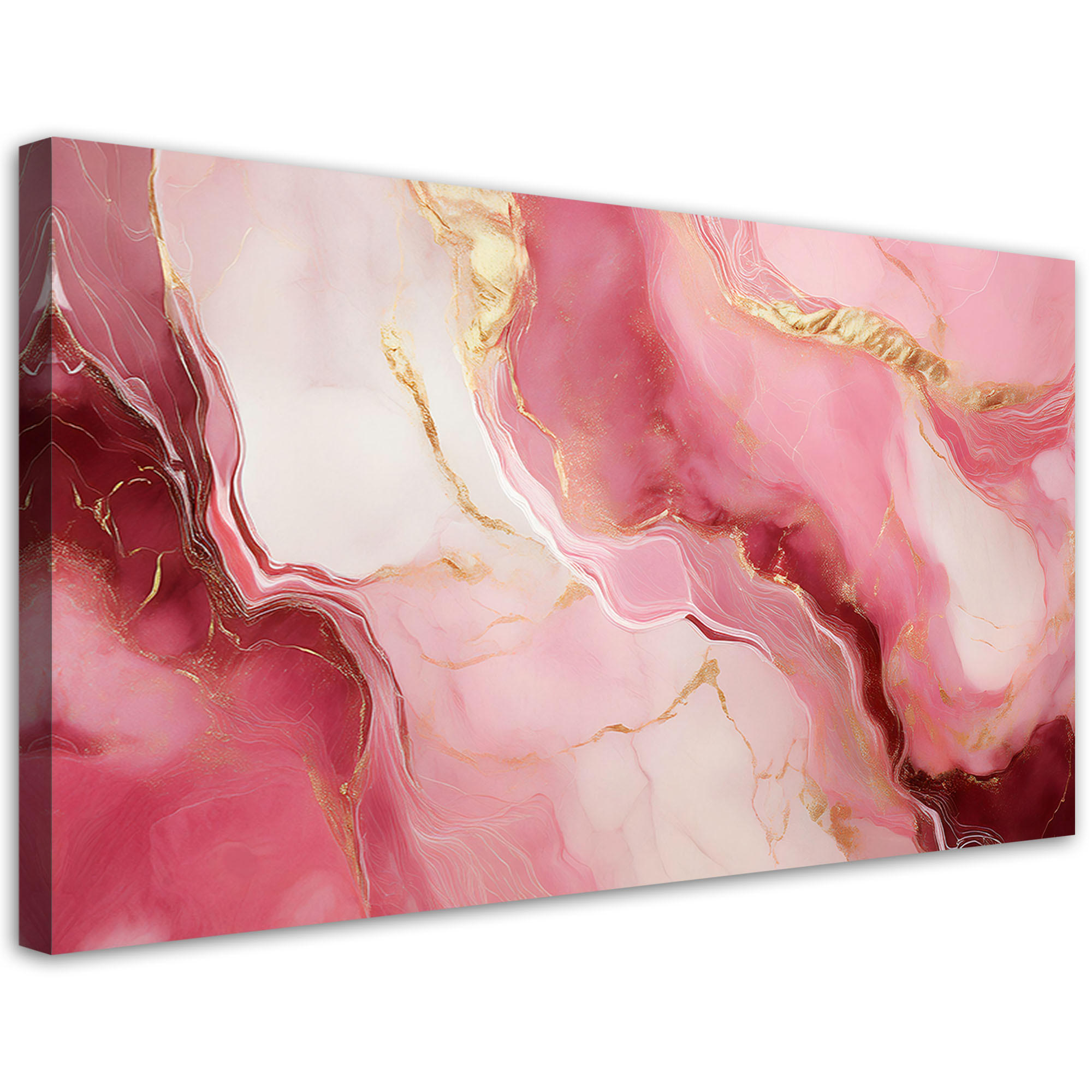 LEINWANDBILD Rosa Marmorstein-Goldelemente 100x50cm - Pink, Textil (100/50cm) - Feeby
