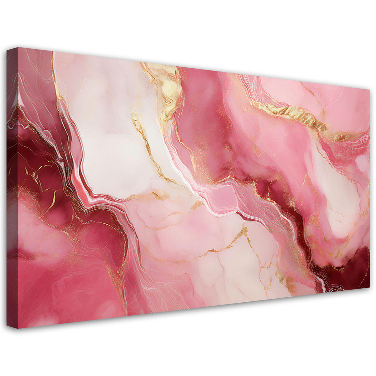 LEINWANDBILD Rosa Marmorstein-Goldelemente 120x60cm - Pink, Textil (120/60cm) - Feeby