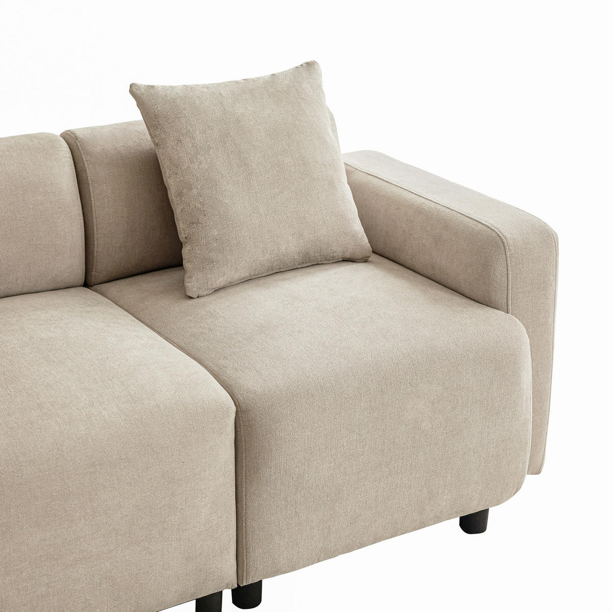 SOFA mit Chenille-Bezug Beige 67x211x71 cm, 3-Sitzer mit 2 Kissen - Beige, Textil (211/71/67cm) - IVMEU