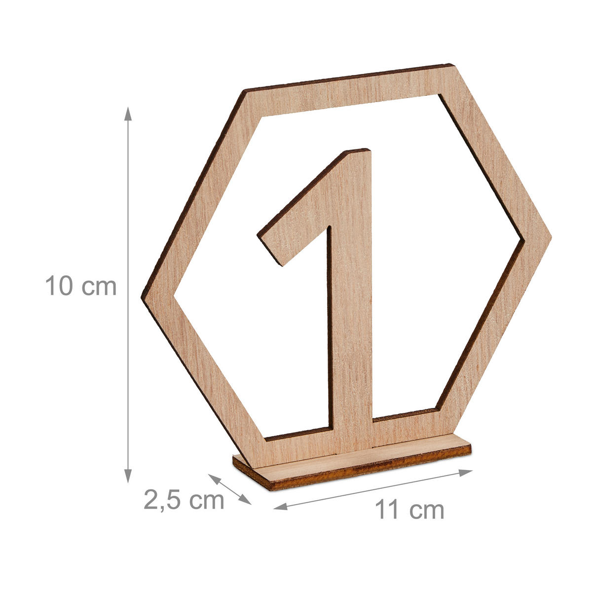 20XČÍSLÁ stolov - svetlohnedá, drevo (11/10/2.5cm) - Relaxdays
