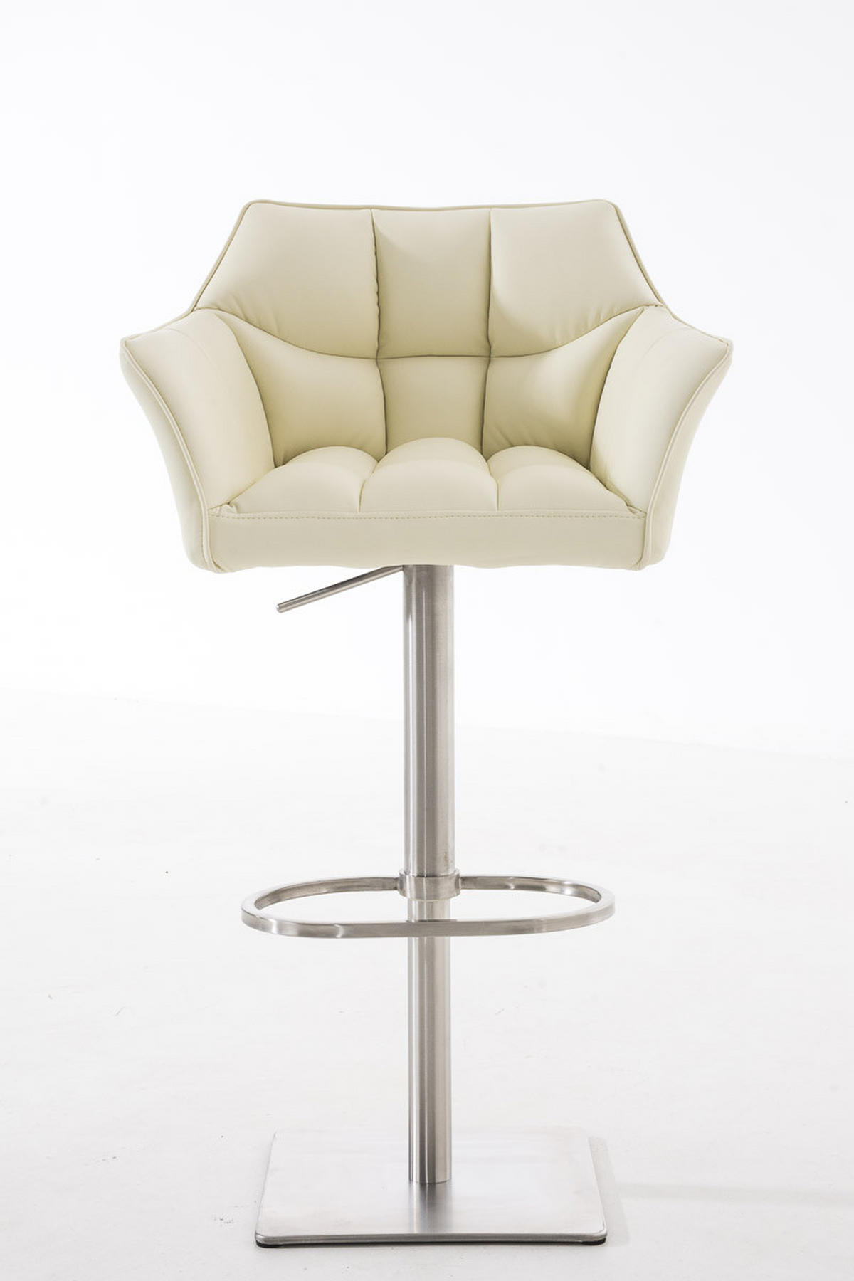 BARHOCKER Lederlook Creme - Edelstahlfarben/Creme, Textil/Metall (64/88/45cm) - CLP