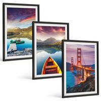 BILDER SET 3er Set - 40x60 cm Schwarzer Rahmen - Bergblick auf den See und die Brücken - Schwarz, Kunststoff (40/60cm) - TULUP