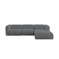 ECKSOFA Ottomane Rechts MIRA-L2 318x179x89 Dunkelgrau Cord - Dunkelgrau/Schwarz, Holzwerkstoff/Kunststoff (318/179cm) - ALTDECOR