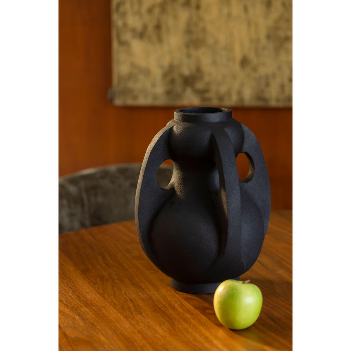 VASE Thiago L SChwarz - Schwarz, Metall (38cm) - Dutchbone