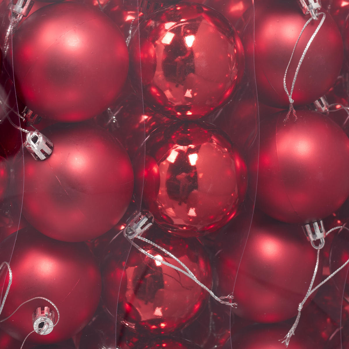 100XWEIHNACHTSKUGELN - Rot, Kunststoff (6/7/6cm) - Relaxdays