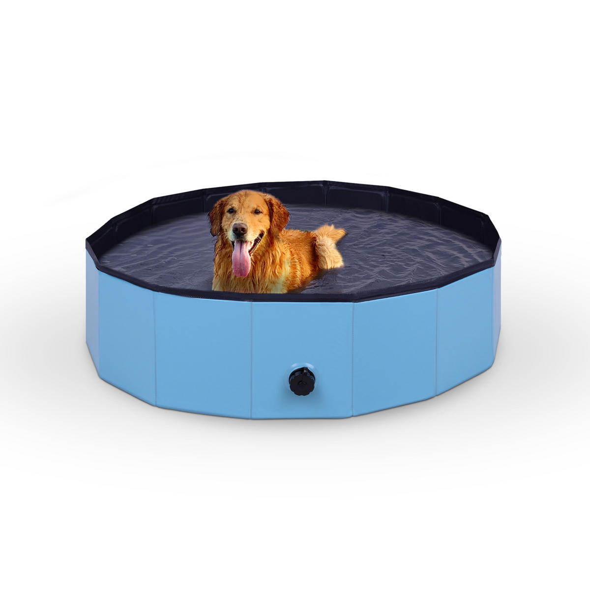 HUNDEPOOL faltbar mit Ablassventil Ø120x30cm - Blau, Kunststoff (120/30/120cm) - Bestlivings