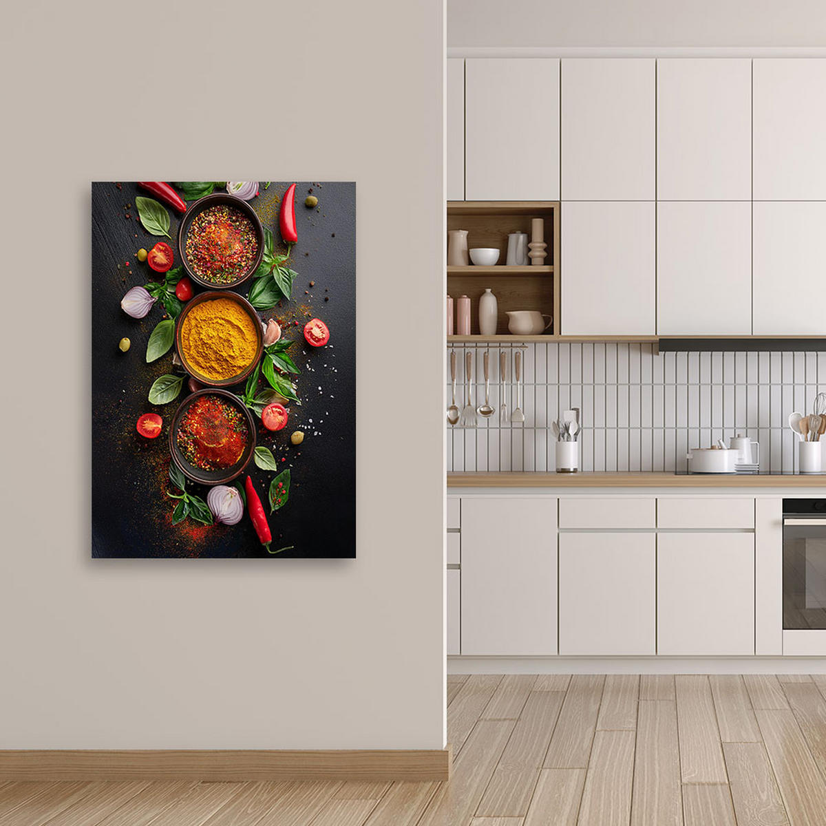 WANDBILD lebensmittelgewürze küche - Multicolor, Textil (40/60cm) - Feeby