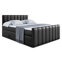 BOXSPRINGBETT mit Matratze H3/H4 - OTTA-Z KING - 180x200 cm Schwarz - Schwarz Hochglanz, Holzwerkstoff (180/200cm) - ALTDECOR