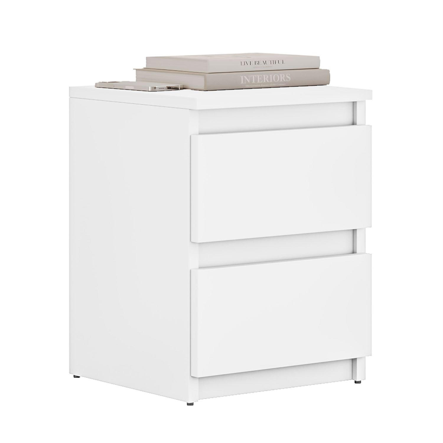 Nachttisch HANA M2 Weiß - Weiß, Holzwerkstoff (30/40/30cm) - Lookway