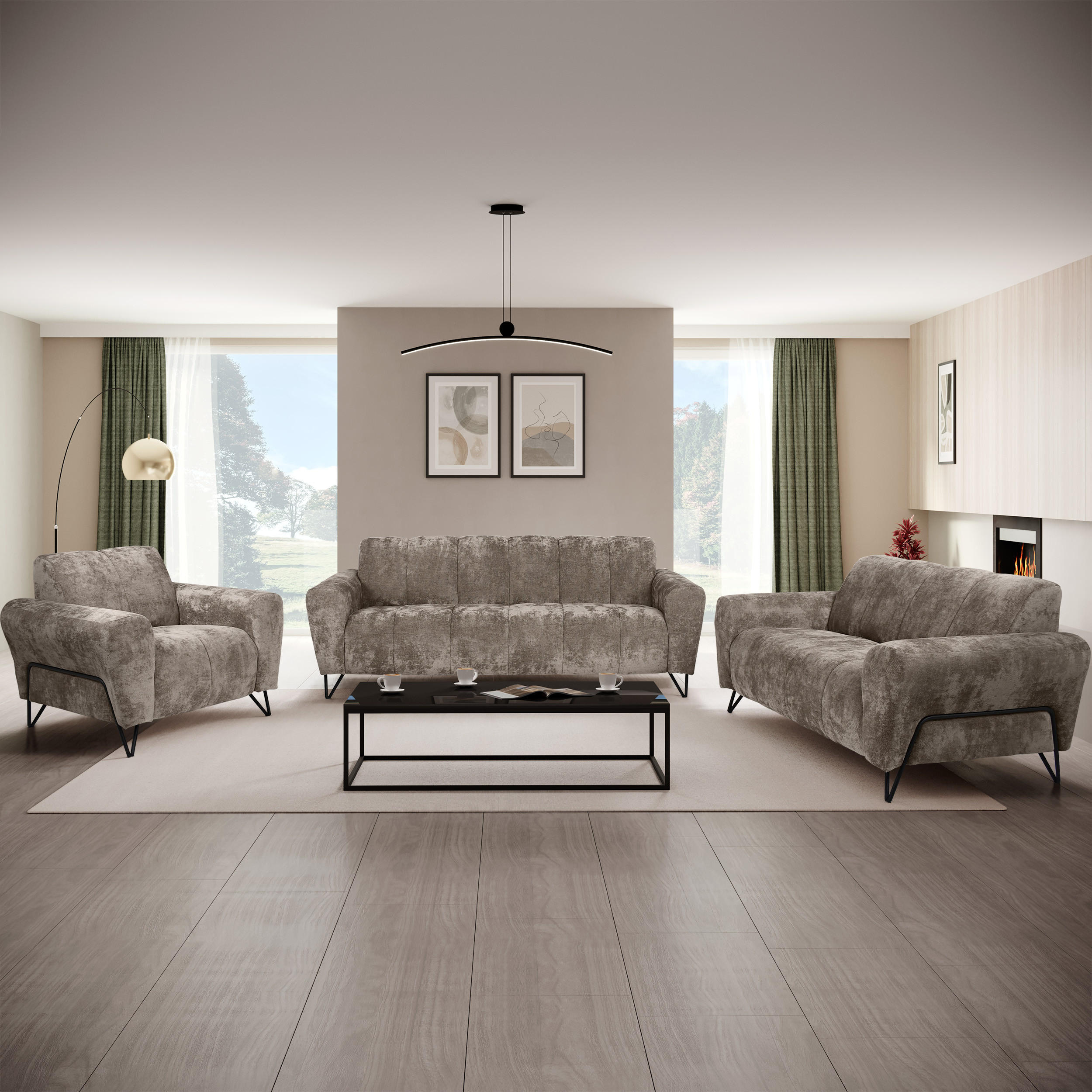 3-SITZER SOFA Volare mit Metallbeinen braun - Schwarz/Braun, Textil/Metall (220/83/98cm) - Beautysofa
