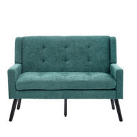 SITZBANK 2-Sitzer Leinenoptik mit Knopfheftung, Massivholzbeinen 119/75/88 cm Waldgrün - Waldgrün, Textil (75/88/119cm) - Redom