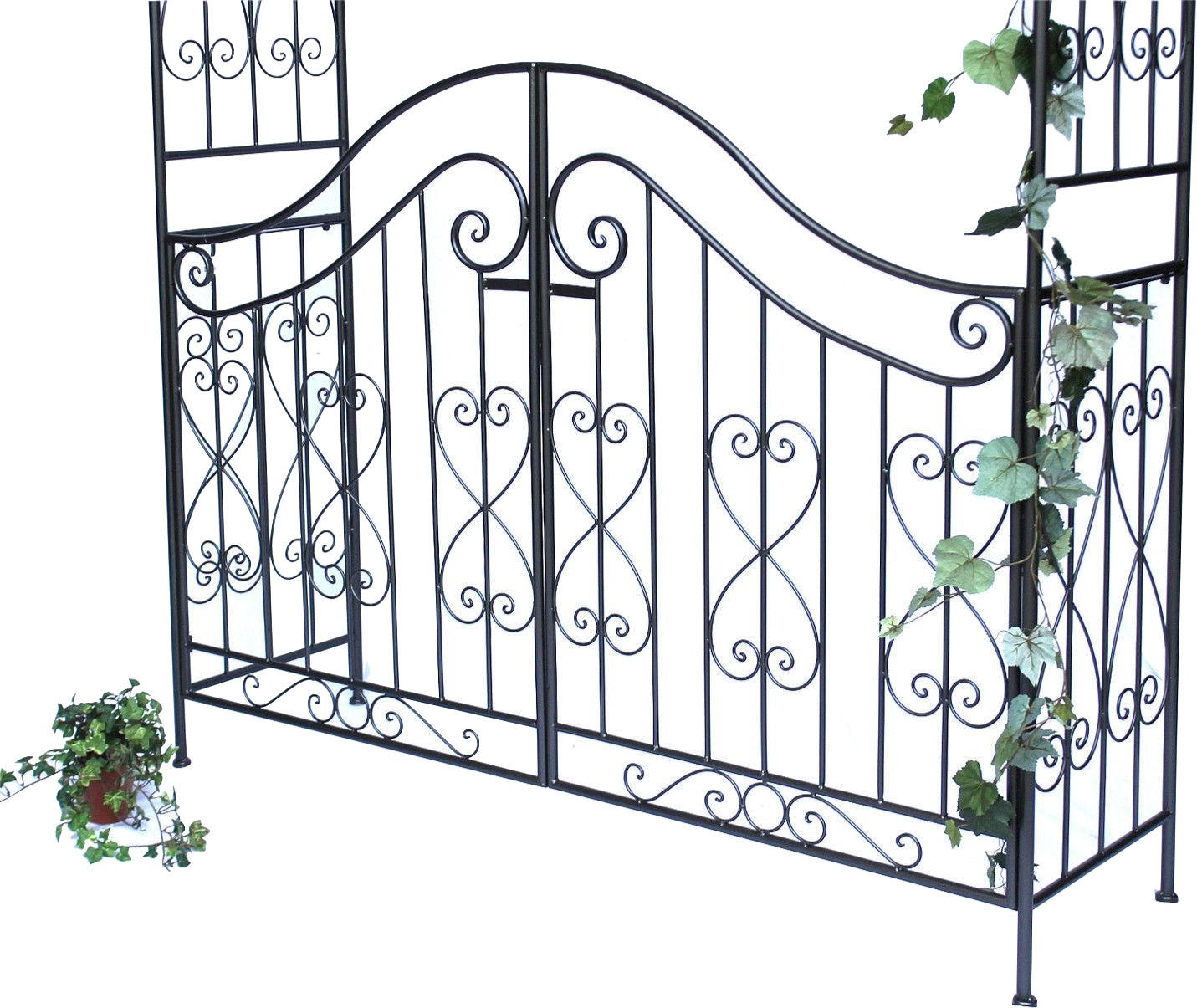 ROSENBOGEN mit Tor Pforte aus Metall 282 x 160 cm - Grau, Metall (160/282/45cm) - DanDiBo