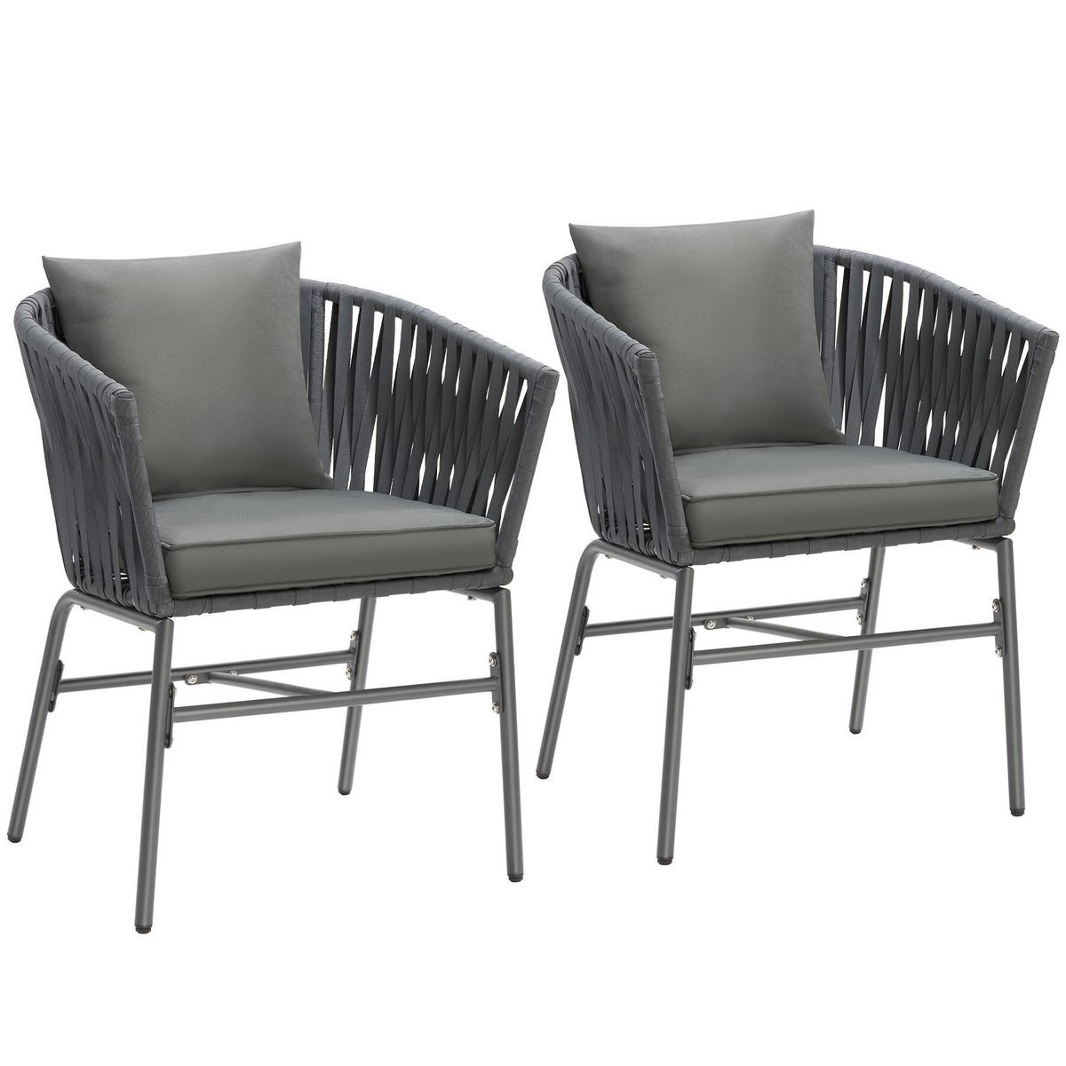 STUHLSET Valeiras,60 x 61 x 77 cm,dunkelgrau/dunkelgrau - Dunkelgrau, Textil (60/77/61cm) - tectake