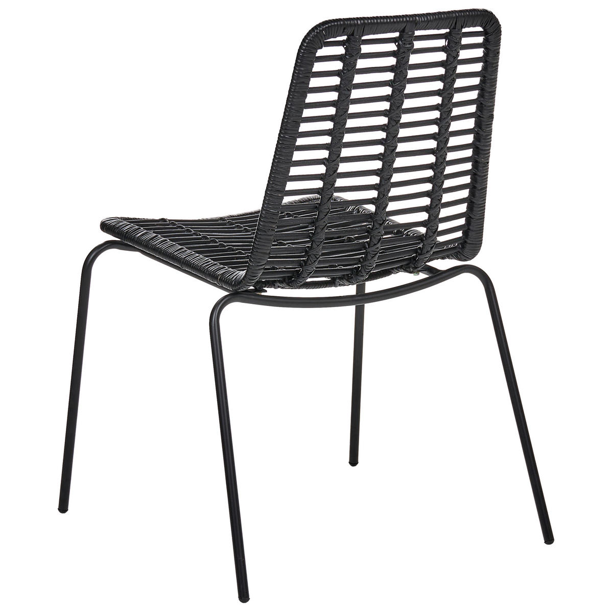 ESSZIMMERSTUHL 2er-Set Rattan Schwarz Taos - Schwarz, Naturmaterialen (56/82/55cm) - Beliani
