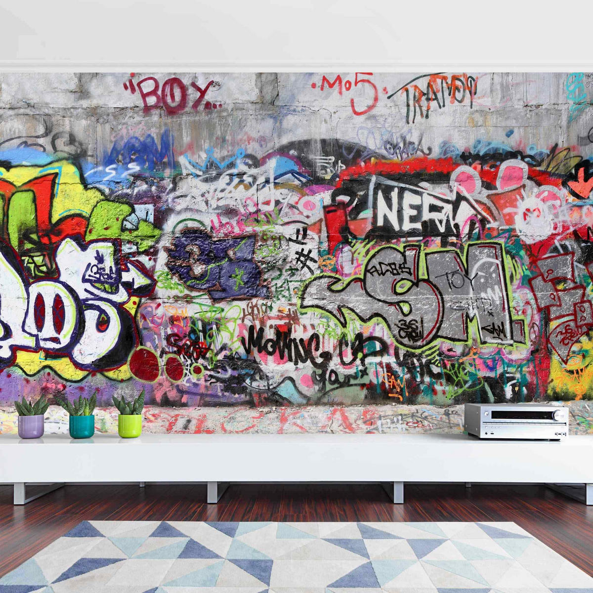 FOTOTAPETE Graffiti 288/190 cm - Blau, Papier (288/190cm) - Bilderwelten