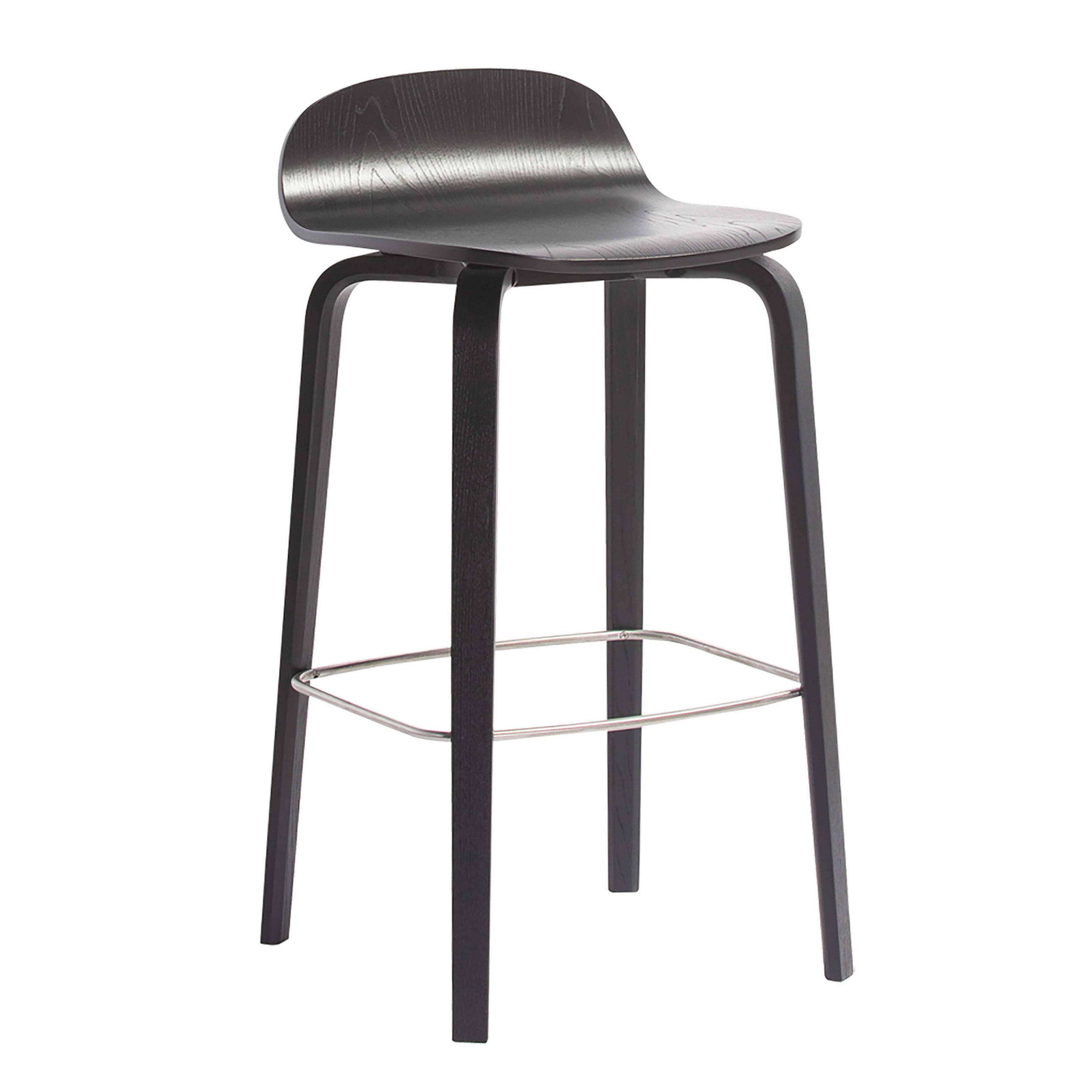 BARHOCKER, Schwarz - Schwarz, Holz (40/80/38cm) - Oviala