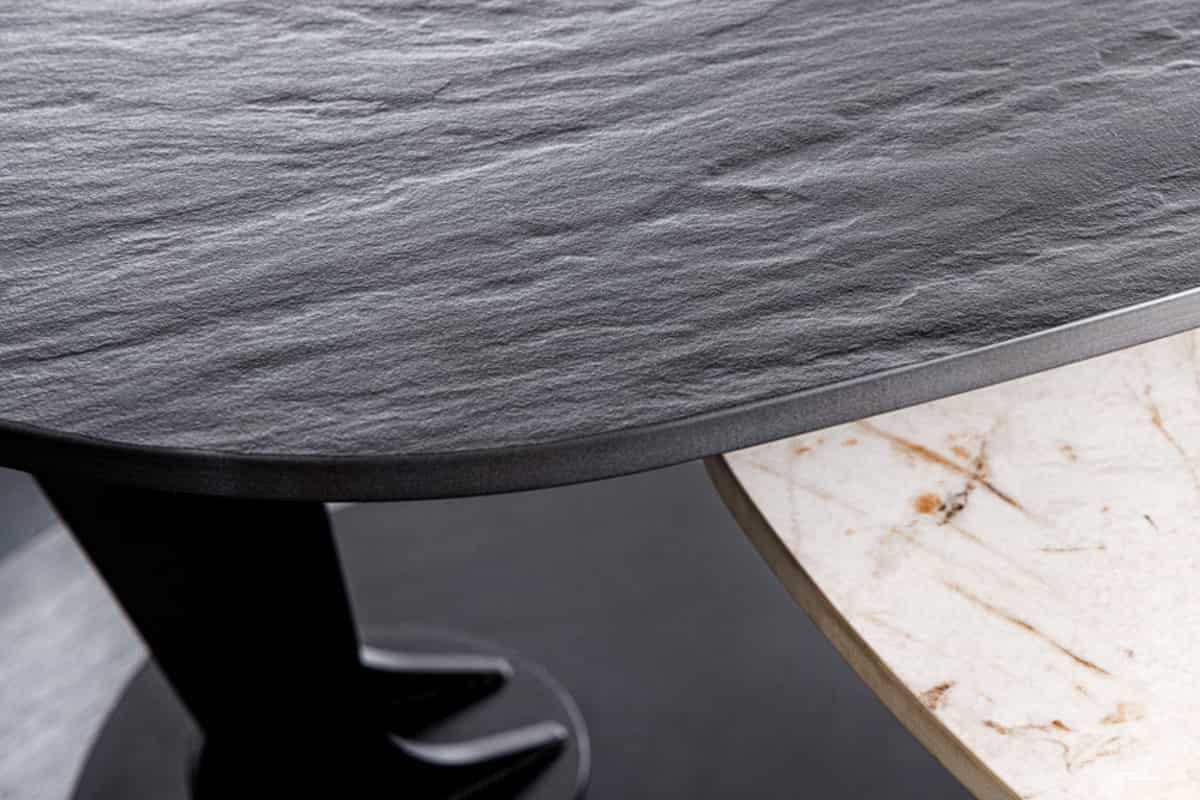 COUCHTISCH MOVEMENT rund Grau|Natur|Schwarz|Weiß 160cm - Schwarz/Braun, Keramik/Metall (110/160/40cm) - riess-ambiente